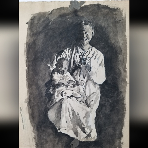 Interesting Art Unknown Artist in Metal Nielsen Frame - Picture 4 of 5